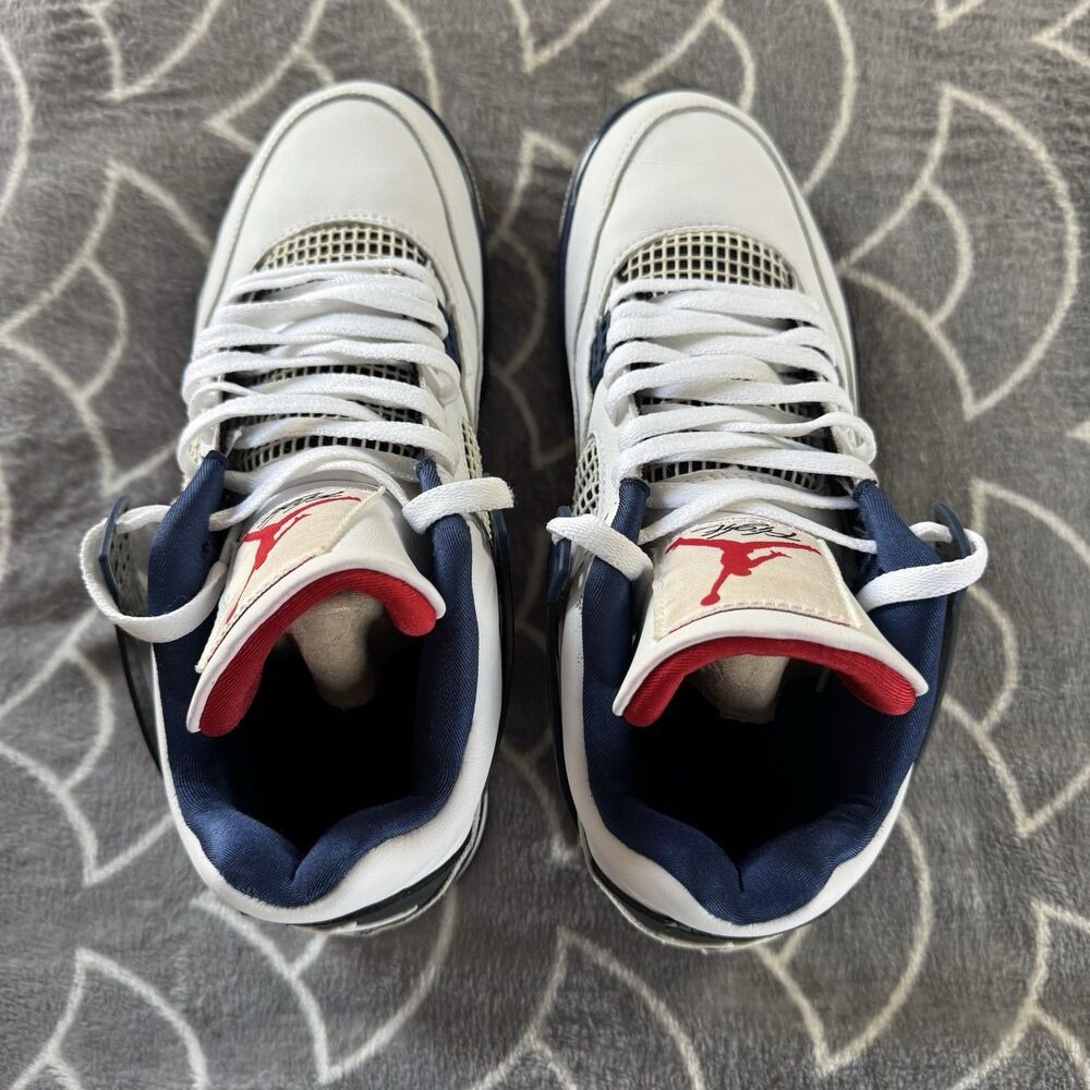 Jordan Air Jordan 4 Retro White Navy Black Men's Sneaker Size 10 - Picture 7 of 16